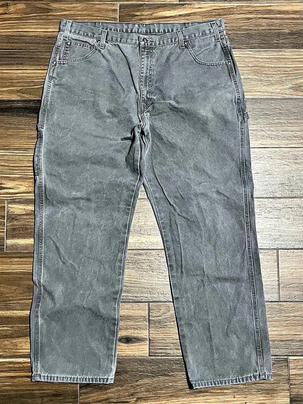 Dickies Workwear Utility Loose Fit Gray Duck Canvas Carpenter Pants 40x31
